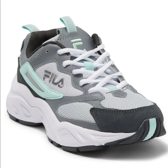 NIB Women’s Size 6 Fila Recollector Fashion Sneakers In Grey/White-Mint Color - Picture 1 of 12